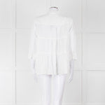 Rosso35 White Linen Tiered Back Shirt