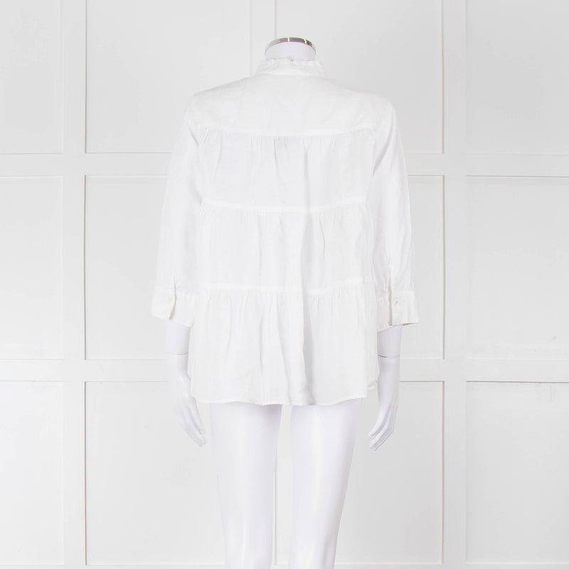 Rosso35 White Linen Tiered Back Shirt