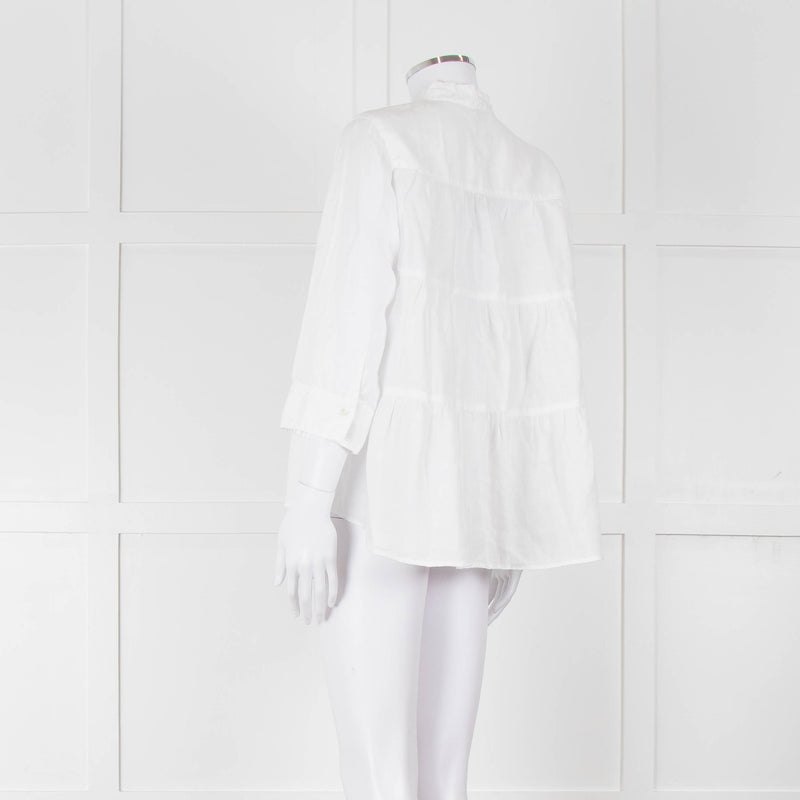 Rosso35 White Linen Tiered Back Shirt