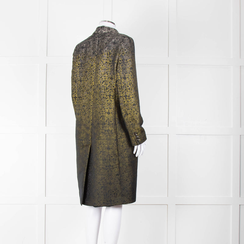 Max Mara Green Black Ombre Jacquard Print Coat