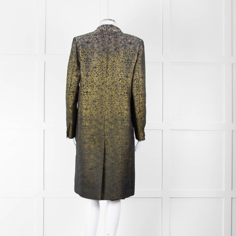Max Mara Green Black Ombre Jacquard Print Coat