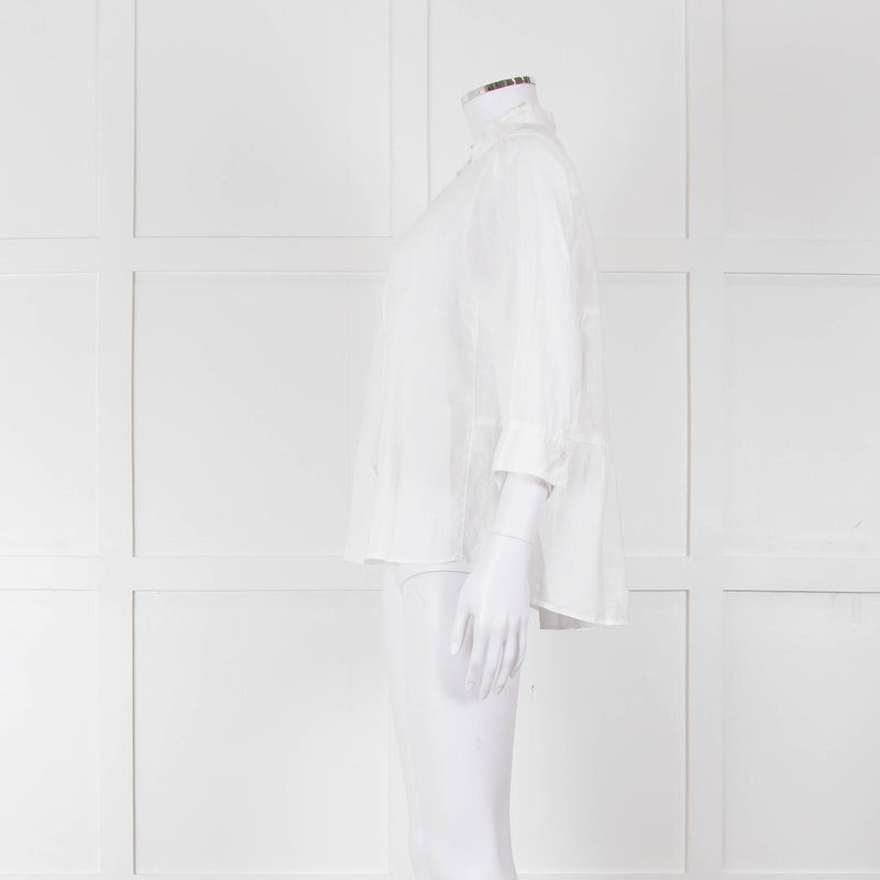 Rosso35 White Linen Tiered Back Shirt