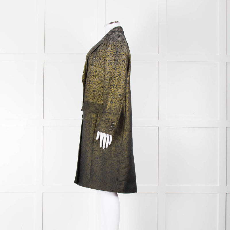 Max Mara Green Black Ombre Jacquard Print Coat