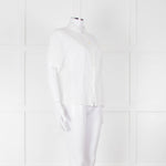 Agnes B White Fine Cotton Embroidered Trim Short Sleeve Shirt