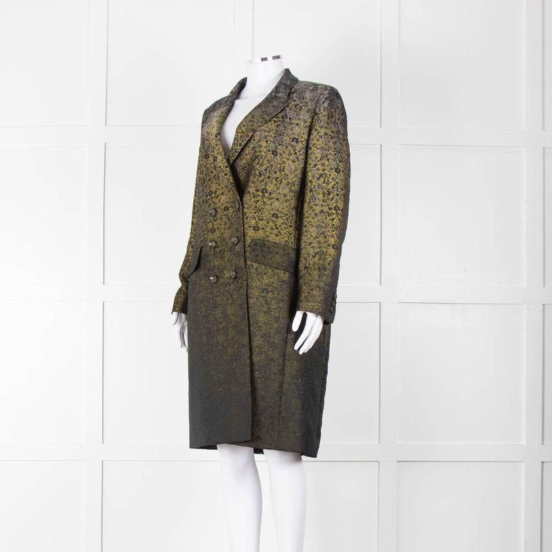 Max Mara Green Black Ombre Jacquard Print Coat
