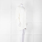 Prada White Cotton Cable Knit Logo Long Oversized Cardigan