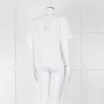 Agnes B White Fine Cotton Embroidered Trim Short Sleeve Shirt