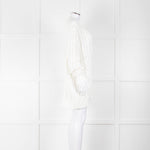 Prada White Cotton Cable Knit Logo Long Oversized Cardigan