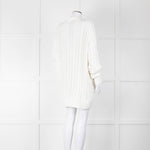 Prada White Cotton Cable Knit Logo Long Oversized Cardigan