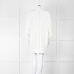 Prada White Cotton Cable Knit Logo Long Oversized Cardigan