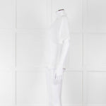 Agnes B White Fine Cotton Embroidered Trim Short Sleeve Shirt