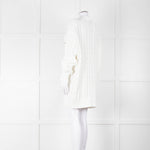 Prada White Cotton Cable Knit Logo Long Oversized Cardigan