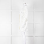 Prada White Cotton Cable Knit Logo Long Oversized Cardigan