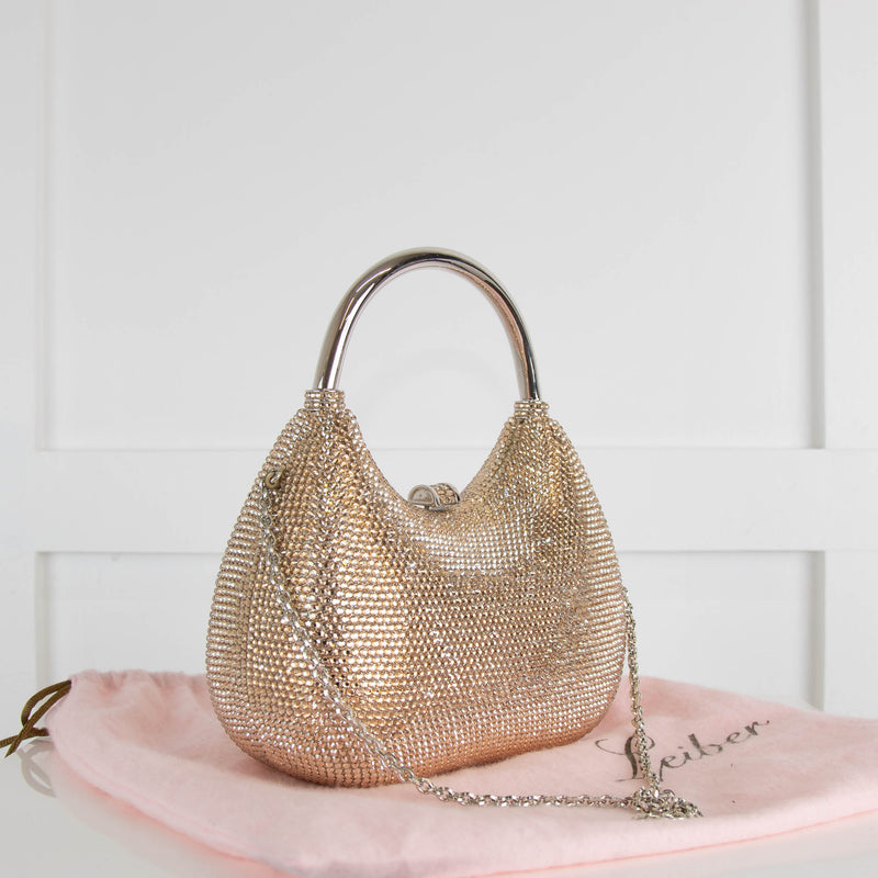 Judith Leiber Gold Crystal Top Handle Clutch
