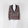 Ikks Black Red Rose Print Blazer