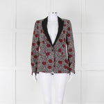 Ikks Black Red Rose Print Blazer