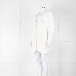Prada White Cotton Cable Knit Logo Long Oversized Cardigan