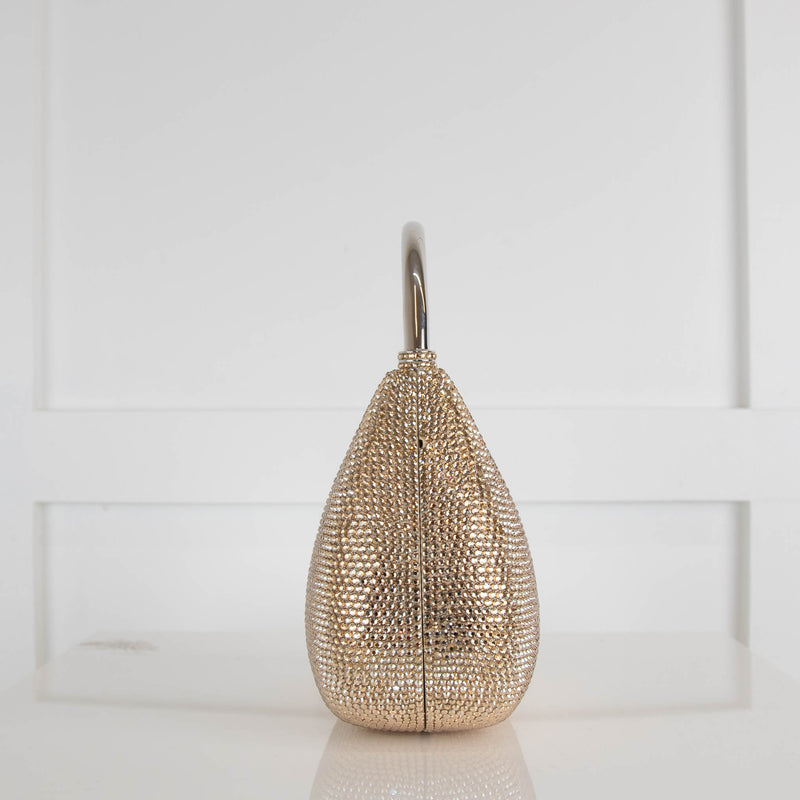 Judith Leiber Gold Crystal Top Handle Clutch