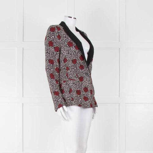 Ikks Black Red Rose Print Blazer