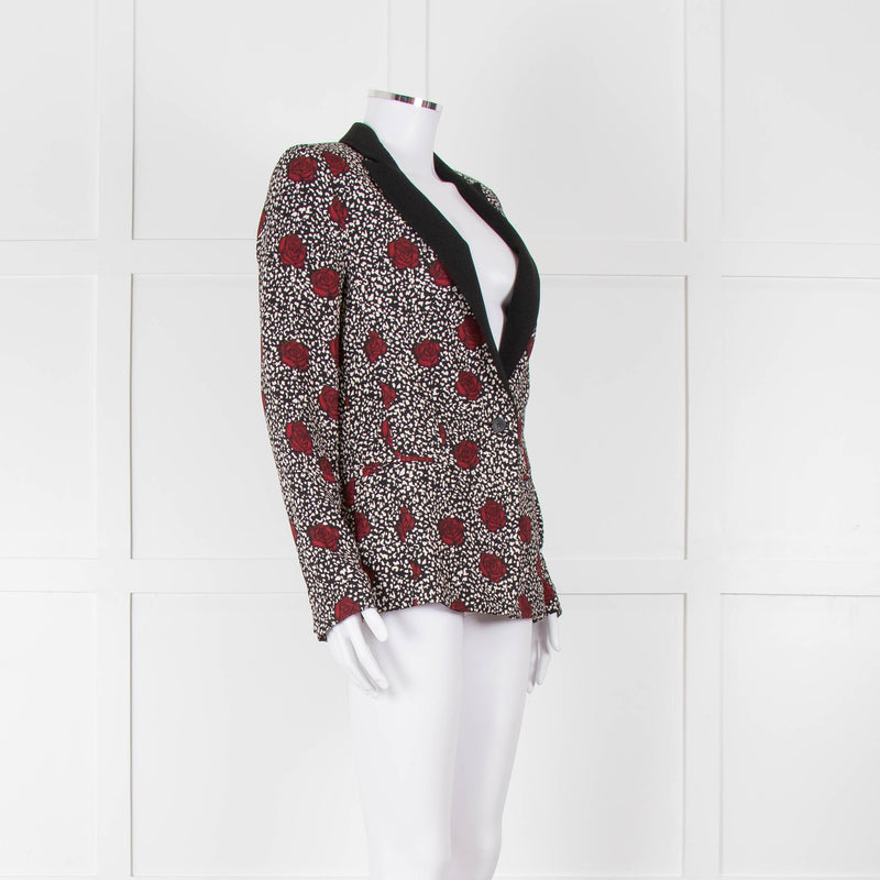 Ikks Black Red Rose Print Blazer