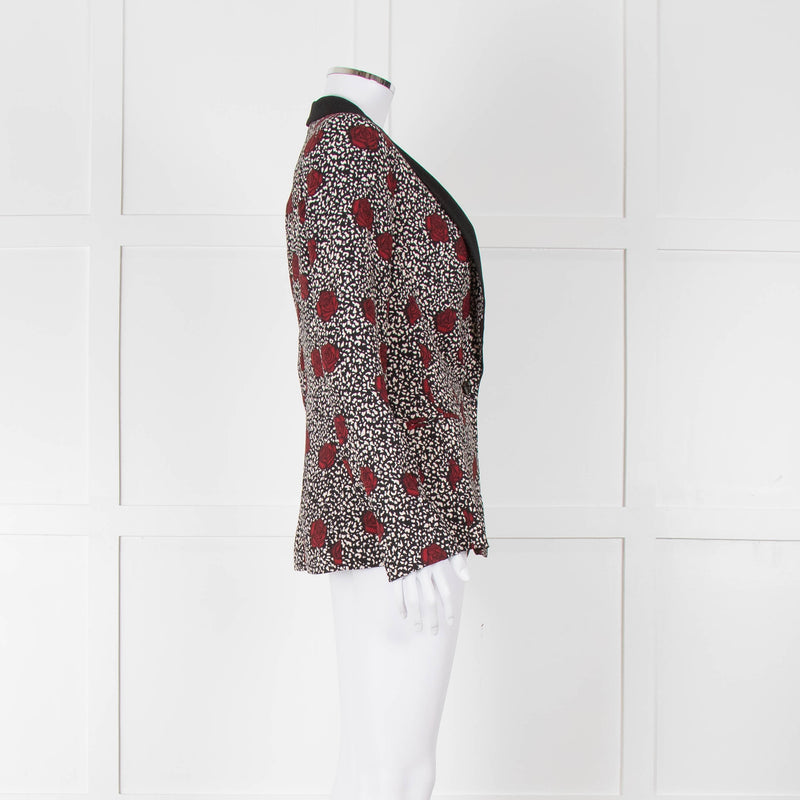 Ikks Black Red Rose Print Blazer