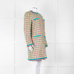 Boutique Moschino Green Pink Textured Weave Coat