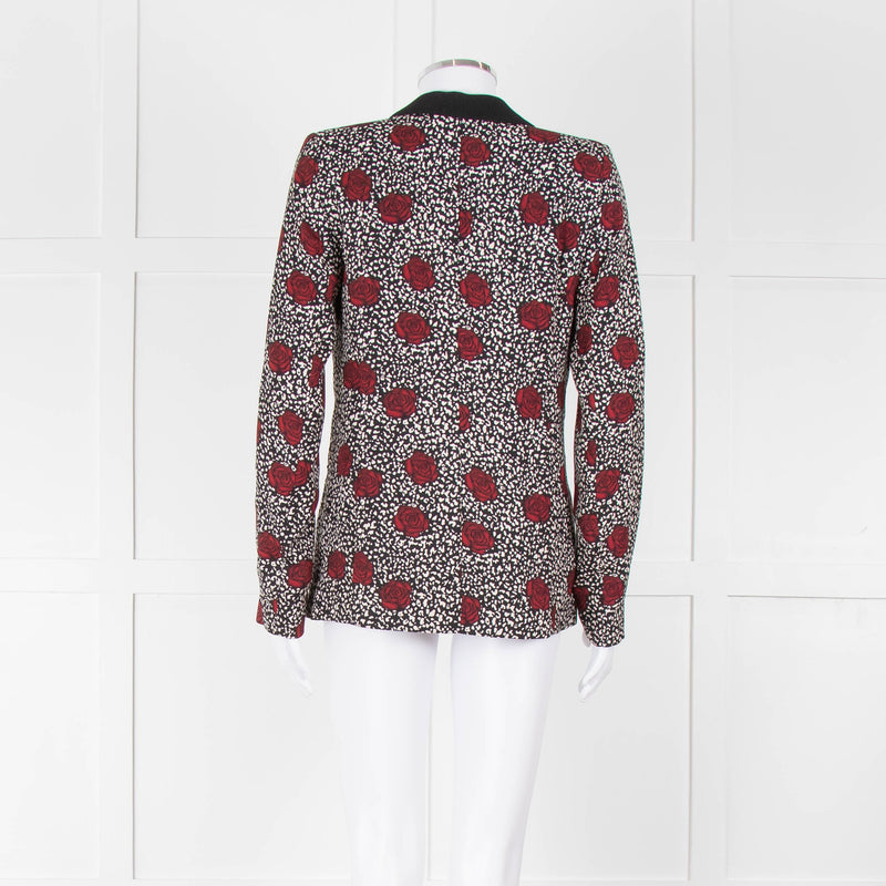 Ikks Black Red Rose Print Blazer