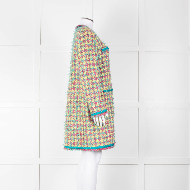 Boutique Moschino Green Pink Textured Weave Coat