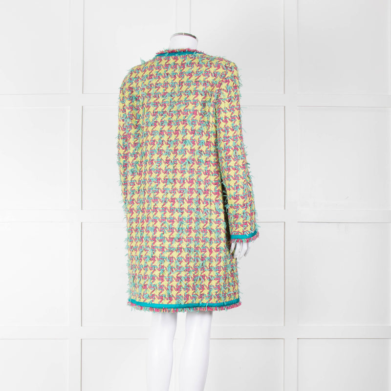 Boutique Moschino Green Pink Textured Weave Coat
