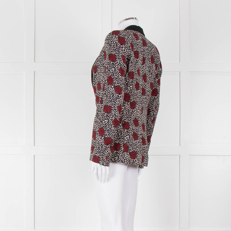 Ikks Black Red Rose Print Blazer
