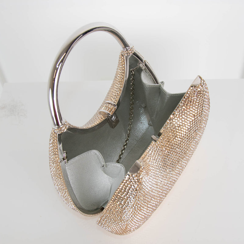 Judith Leiber Gold Crystal Top Handle Clutch