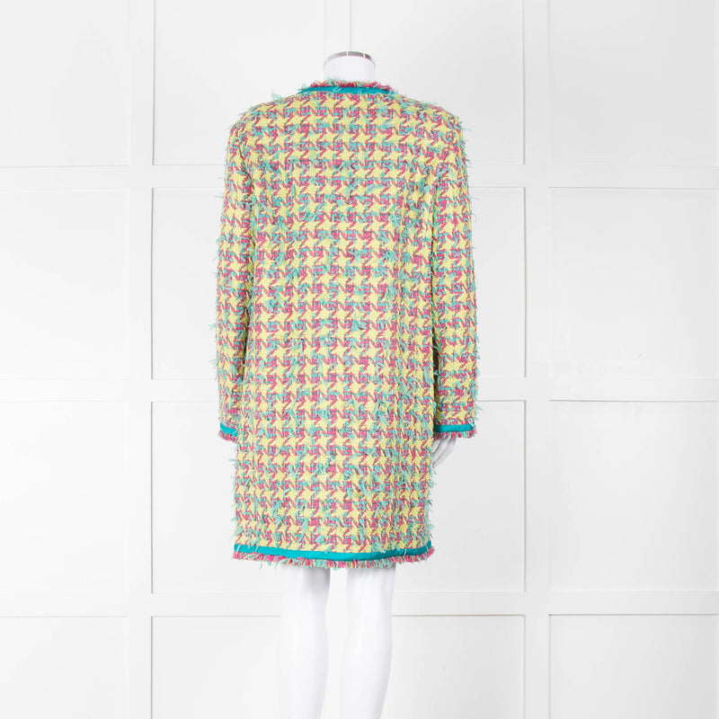 Boutique Moschino Green Pink Textured Weave Coat