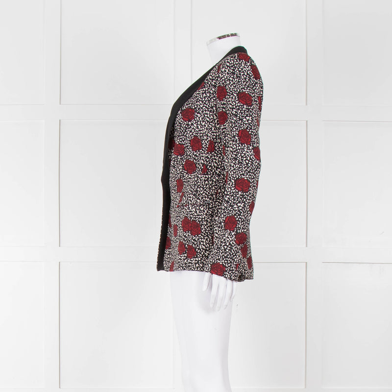 Ikks Black Red Rose Print Blazer