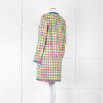 Boutique Moschino Green Pink Textured Weave Coat