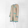 Boutique Moschino Green Pink Textured Weave Coat