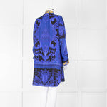 Versace Black Electric Blue Barocco Print Silk Tunic Shirt