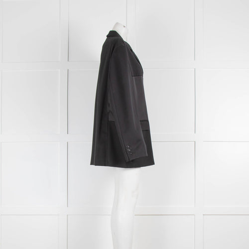 Prada Black Tailored Jacket with Logo Front Pocket
