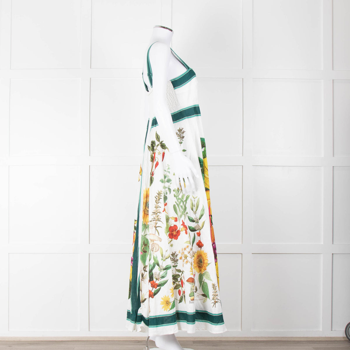 Alemais White Multi Colour Fruit Print Sleeveless Linen Dress
