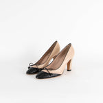 Chanel Beige Shoe with Black Quilted Toe