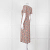 Sezane Cream Red Blue Floral Short Sleeve Midi Dress