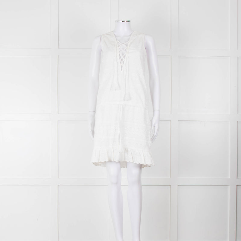 Melissa Odabash White Embroidered Sleeveless Cotton Dress