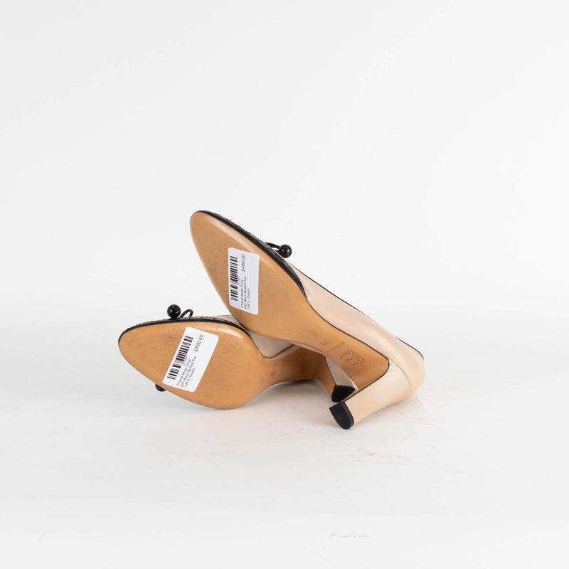 Chanel Beige Shoe with Black Quilted Toe