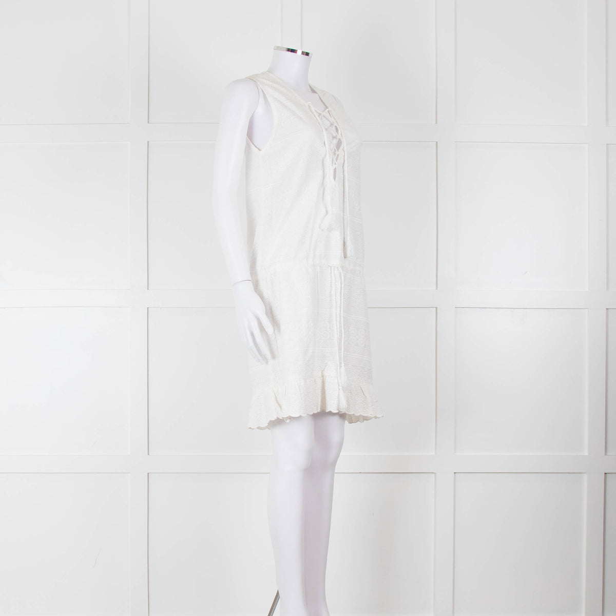 Melissa Odabash White Embroidered Sleeveless Cotton Dress