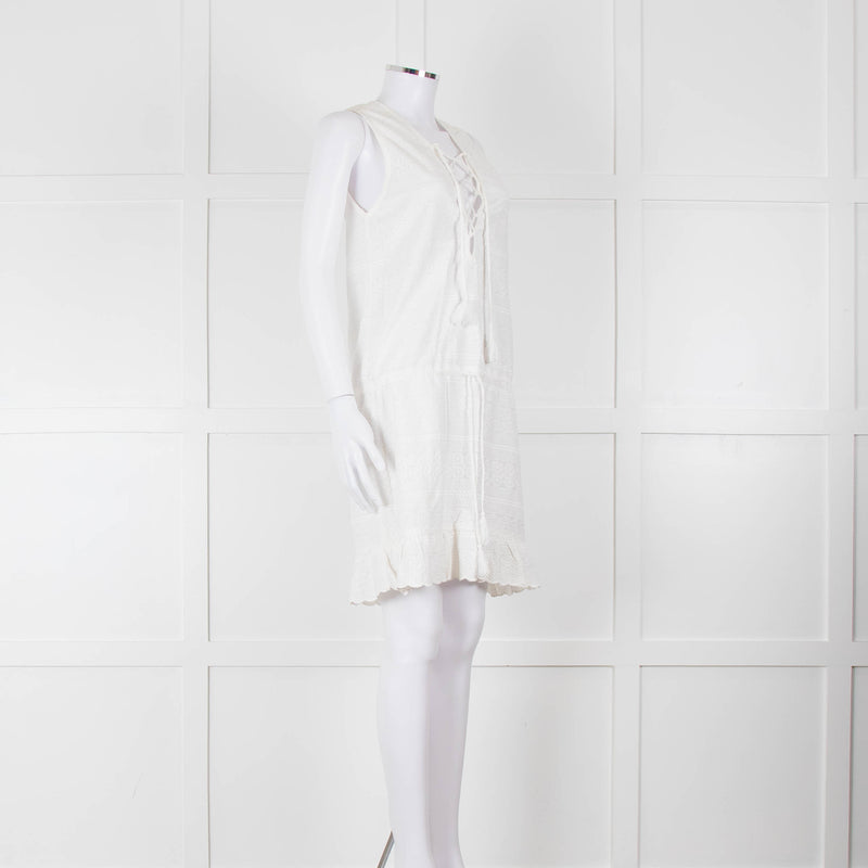 Melissa Odabash White Embroidered Sleeveless Cotton Dress