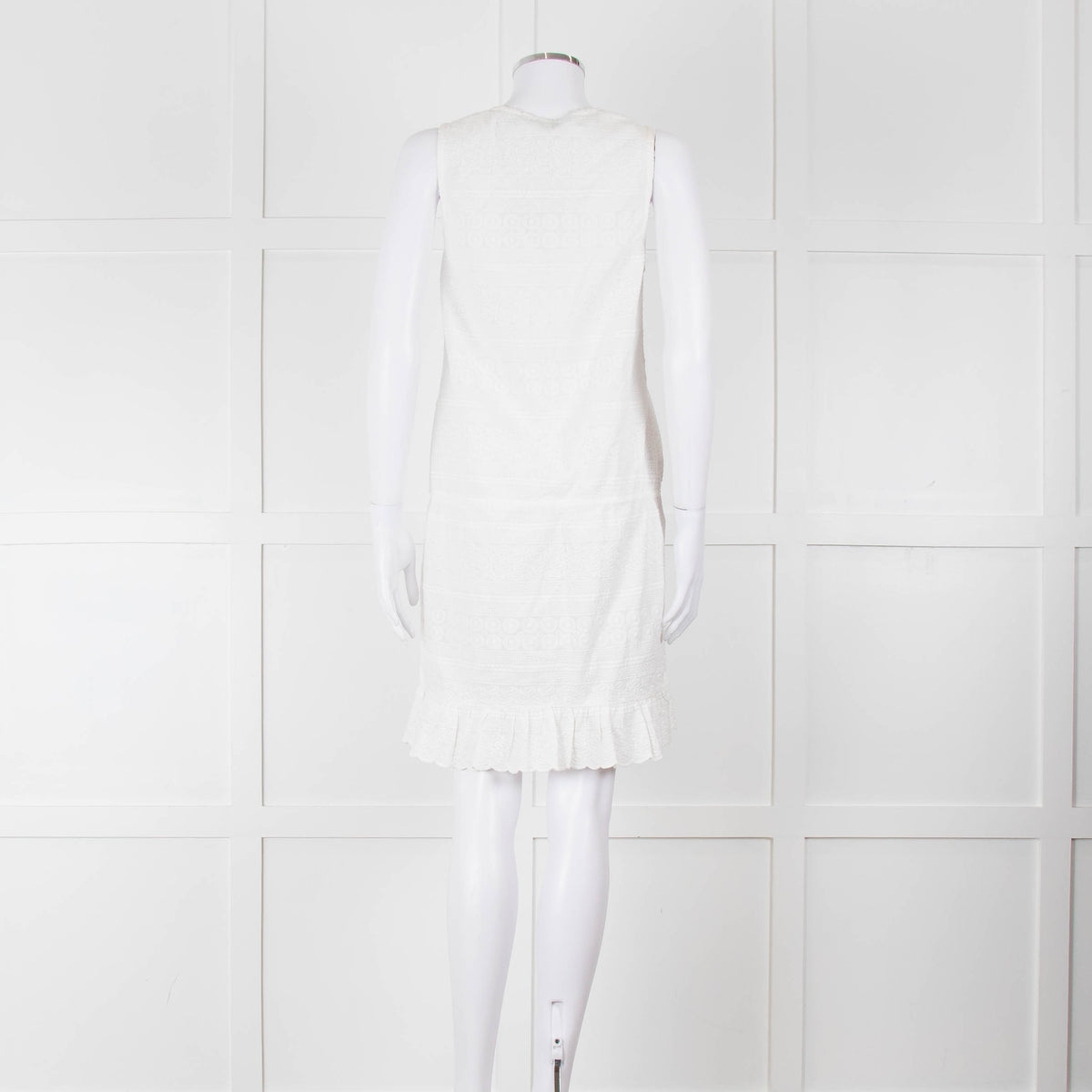 Melissa Odabash White Embroidered Sleeveless Cotton Dress