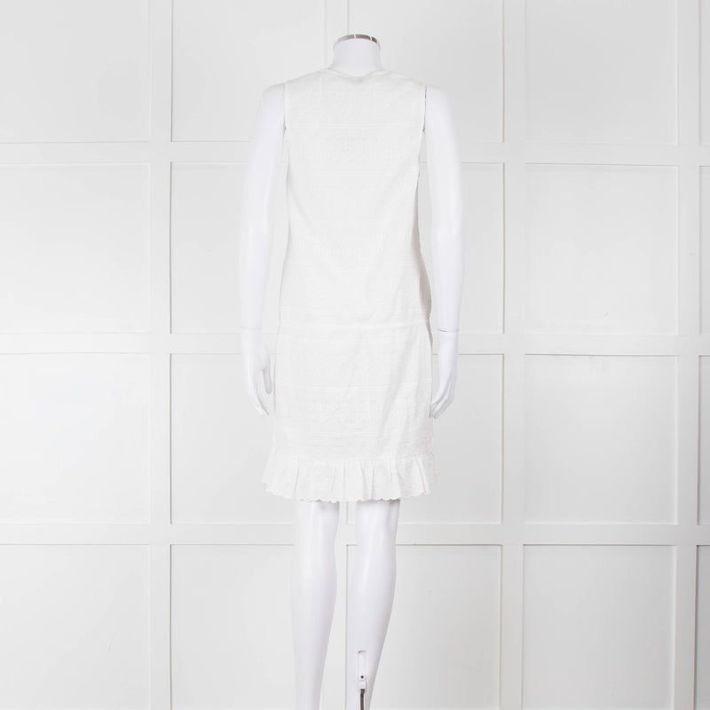 Melissa Odabash White Embroidered Sleeveless Cotton Dress
