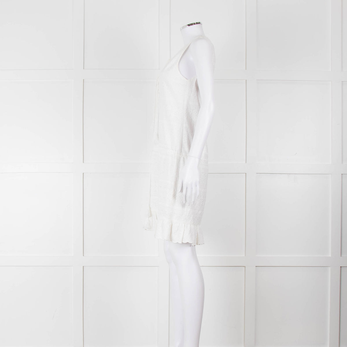 Melissa Odabash White Embroidered Sleeveless Cotton Dress