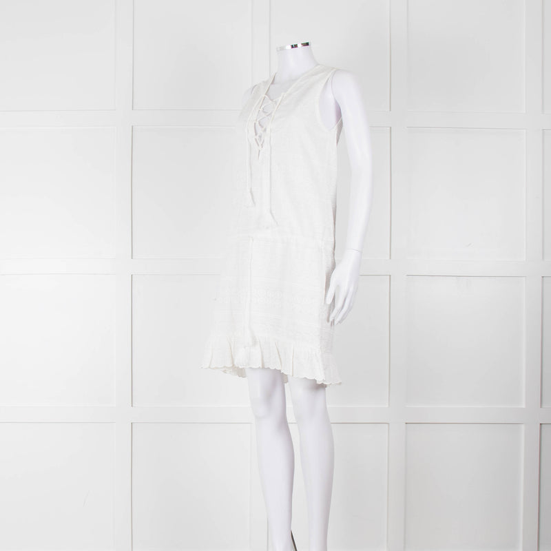 Melissa Odabash White Embroidered Sleeveless Cotton Dress