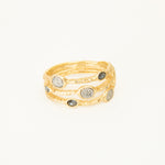 Tat2 3 Band Gold Coin Detail Magnetic Bangle