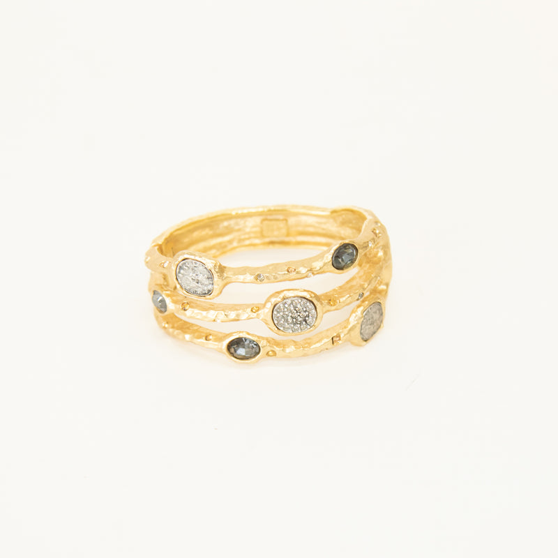 Tat2 3 Band Gold Coin Detail Magnetic Bangle